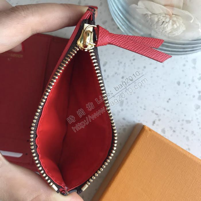 LV錢包 海外原單 M41938紅色 黃花 LV零錢包 短款豆豆錢包  ygqb1021